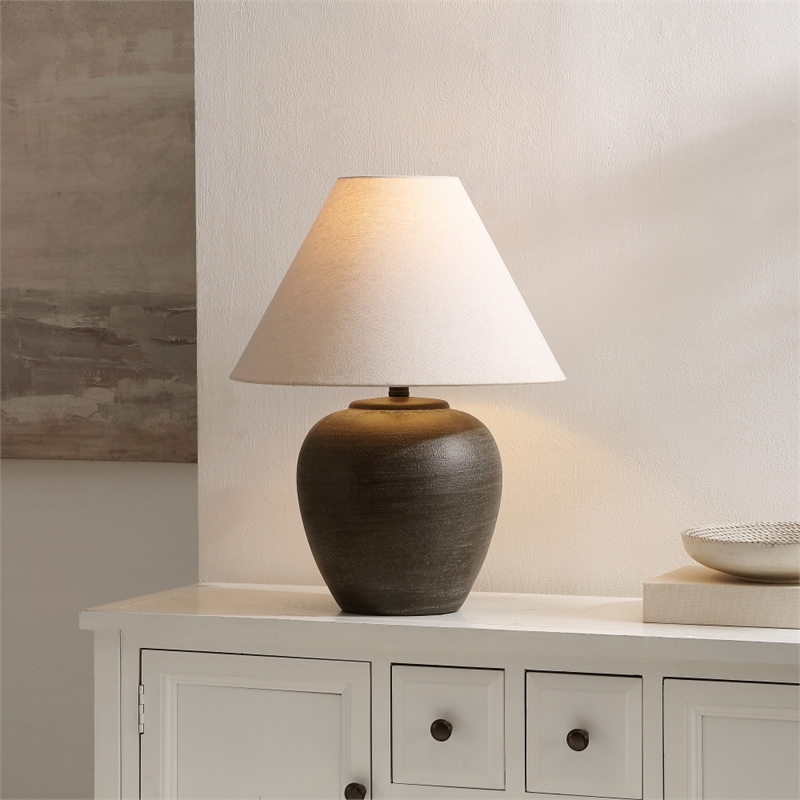 Safavieh Lucila Resin and Fabric Table Lamp  in Black
