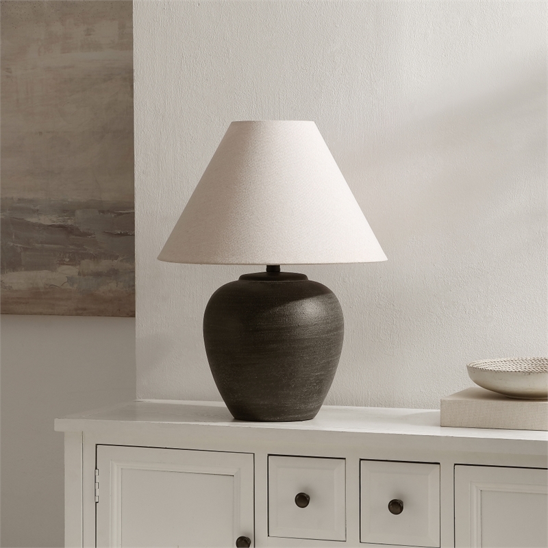 Safavieh Lucila Resin and Fabric Table Lamp  in Black