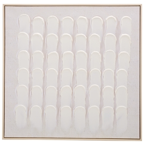 Safavieh Quiet Code 36X36 Wood Framed Wall Art  in White / Gray