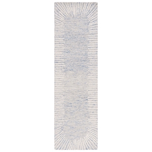 Safavieh Abstract 2'-3&quot x 10'-0&quot Wool and Cotton Hand Tufted Rug in Blue / Ivory