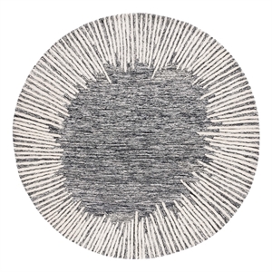 Safavieh Abstract 4'-0&quot x 4'-0&quot Wool and Cotton Hand Tufted Rug in Black / Ivory