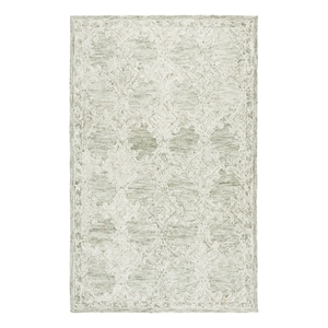 Safavieh Abstract 4'-0&quot x 6'-0&quot Wool and Cotton Hand Tufted Rug in Green / Ivory