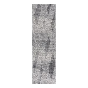 Safavieh Abstract 2'-3&quot x 8'-0&quot Wool  Hand Tufted Rug in Ivory / Charcoal
