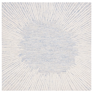 Safavieh Abstract 4'-0&quot x 4'-0&quot Wool and Cotton Hand Tufted Rug in Blue / Ivory