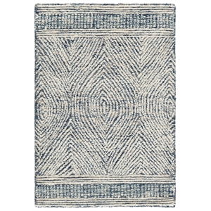 Safavieh Abstract 2'-0&quot x 3'-0&quot Wool  Hand Tufted Rug in Ivory / Navy