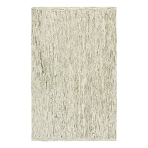 Safavieh Abstract 4'-0&quot x 6'-0&quot Wool and Cotton Hand Tufted Rug in Green / Ivory