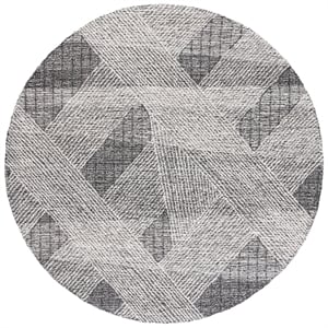 Safavieh Abstract 6'-0&quot x 6'-0&quot Wool  Hand Tufted Rug in Ivory / Charcoal