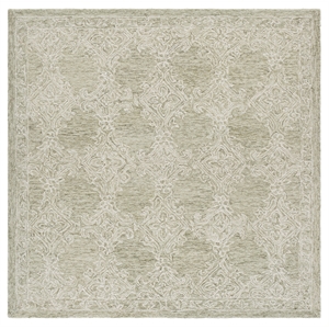 Safavieh Abstract 6'-0&quot x 6'-0&quot Wool and Cotton Hand Tufted Rug in Green / Ivory