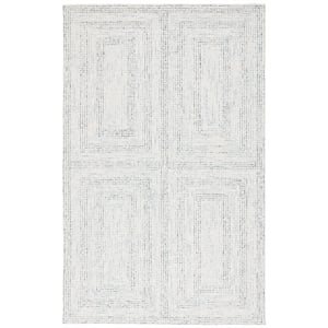 Safavieh Abstract 6'-0&quot x 9'-0&quot Wool and Cotton Hand Tufted Rug in Ivory / Blue
