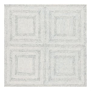Safavieh Abstract 6'-0&quot x 6'-0&quot Wool and Cotton Hand Tufted Rug in Ivory / Blue