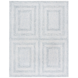 Safavieh Abstract 8'-0&quot x 10'-0&quot Wool and Cotton Hand Tufted Rug in Ivory / Blue