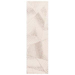 Safavieh Abstract 2'-3&quot x 8'-0&quot Wool  Hand Tufted Rug in Ivory / Light Brown