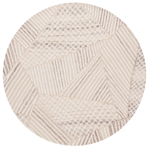 Safavieh Abstract 6'-0&quot x 6'-0&quot Wool Hand Tufted Rug in Ivory / Light Brown