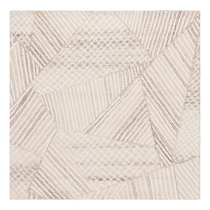 Safavieh Abstract 6'-0&quot x 6'-0&quot Wool Hand Tufted Rug in Ivory / Light Brown