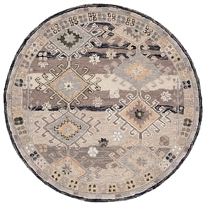 Safavieh Aspen 5'-0&quot x 5'-0&quot Wool  Hand Tufted Rug in Charcoal / Beige