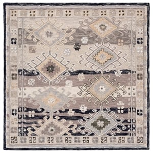 Safavieh Aspen 5'-0&quot x 5'-0&quot Wool  Hand Tufted Rug in Charcoal / Beige