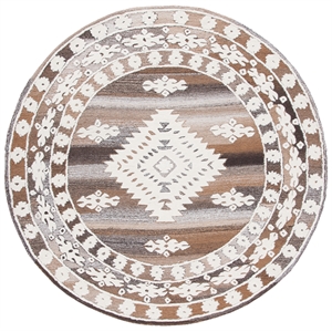 safavieh aspen 3'-0&quot x 3'-0&quot wool and cotton hand tufted rug in ivory/lightbrown