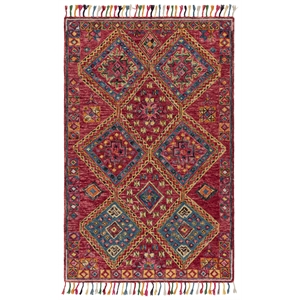 Safavieh Aspen 2'-0&quot x 3'-0&quot Wool and Cotton Hand Tufted Rug in Red / Blue