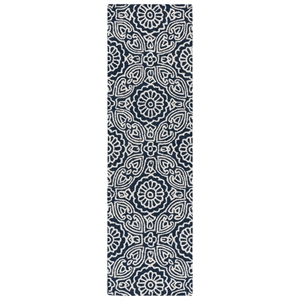 Safavieh Blossom 2'-3&quot x 8'-0&quot Wool and Cotton Hand Tufted Rug in Blue / Ivory