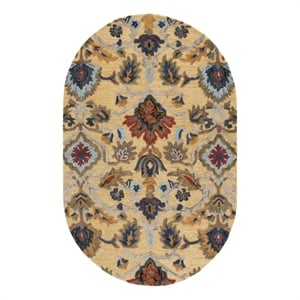 Safavieh Blossom 6'-0&quot x 8'-0&quot Wool  Hand Tufted Rug in Gold / Multi-Color