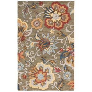 Safavieh Blossom 2'-0&quot x 3'-0&quot Wool and Cotton Hand Tufted Rug in Green / Red