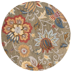 Safavieh Blossom 4'-0&quot x 4'-0&quot Wool and Cotton Hand Tufted Rug in Green / Red