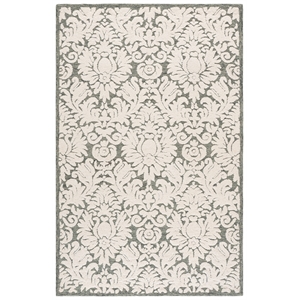 safavieh blossom 6'-0&quot x 9'-0&quot wool and cotton hand tufted rug in green / ivory