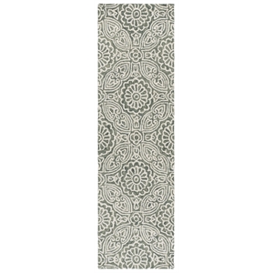 Safavieh Blossom 2'-3&quot x 8'-0&quot Wool and Cotton Hand Tufted Rug in Gray / Ivory