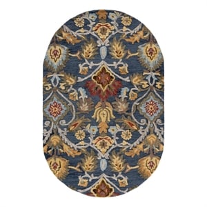 Safavieh Blossom 3'-0&quot x 5'-0&quot Wool  Hand Tufted Rug in Navy / Multi-Color
