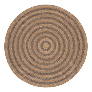 Safavieh Braided 5'-0&quot x 5'-0&quot Wool  Hand Woven Rug in Natural / Gray