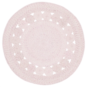 Safavieh Braided 3'-0&quot x 3'-0&quot Wool  Hand Woven Rug in Pink / Ivory