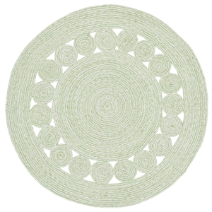 Safavieh Braided 3'-0&quot x 3'-0&quot Wool  Hand Woven Rug in Green / Ivory