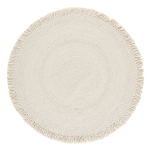 Safavieh Braided 5'-0&quot x 5'-0&quot Wool  Hand Woven Rug in Silver / Ivory