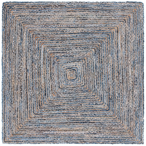 Safavieh Cape Cod 5'-0&quot x 5'-0&quot Jute and Cotton Hand Woven Rug in Blue / Natural