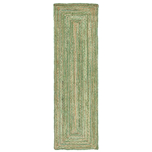 Safavieh Cape Cod 2'-3&quot x 14'-0&quot Jute and Cotton Hand Woven Rug in Green/Natural