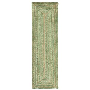 Safavieh Cape Cod 2'-3&quot x 16'-0&quot Jute and Cotton Hand Woven Rug in Green/Natural