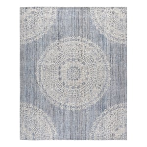 Safavieh Ebony 10'-0&quot x 14'-0&quot Wool and Cotton Hand Tufted Rug in Blue / Ivory