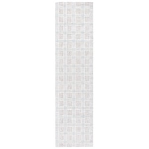 Safavieh Ebony 2'-3&quot x 13'-0&quot Wool  Hand Tufted Rug in Silver / Ivory