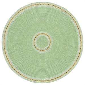 Safavieh Braided 4'-0&quot x 4'-0&quot Wool  Hand Woven Rug in Green / Gold
