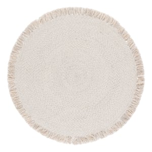 Safavieh Braided 5'-0&quot x 5'-0&quot Wool  Hand Woven Rug in Silver / Beige