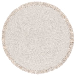Safavieh Braided 6'-0&quot x 6'-0&quot Wool  Hand Woven Rug in Silver / Beige