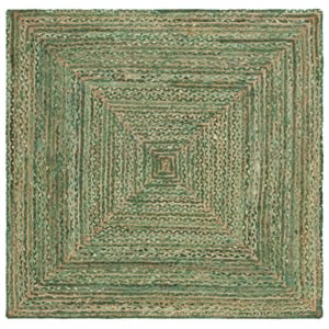 Safavieh Cape Cod 3'-0&quot x 3'-0&quot Jute and Cotton Hand Woven Rug in Green /Natural