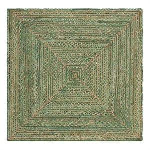 Safavieh Cape Cod 5'-0&quot x 5'-0&quot Jute and Cotton Hand Woven Rug in Green /Natural