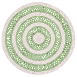 Safavieh Braided 3'-0&quot x 3'-0&quot Wool  Hand Woven Rug in Green / Pink
