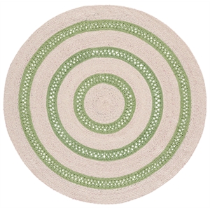 Safavieh Braided 5'-0&quot x 5'-0&quot Wool  Hand Woven Rug in Green / Pink