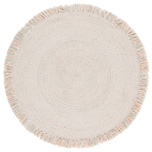 Safavieh Braided 5'-0&quot x 5'-0&quot Wool  Hand Woven Rug in Sage / Peach