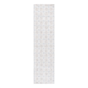 Safavieh Ebony 2'-3&quot x 7'-0&quot Wool  Hand Tufted Rug in Silver / Ivory