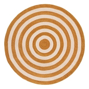 Safavieh Braided 5'-0&quot x 5'-0&quot Wool  Hand Woven Rug in Gold / Peach