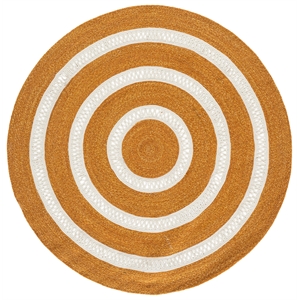 Safavieh Braided 5'-0&quot x 5'-0&quot Wool  Hand Woven Rug in Gold / Ivory