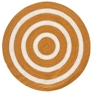 Safavieh Braided 6'-0&quot x 6'-0&quot Wool  Hand Woven Rug in Gold / Ivory